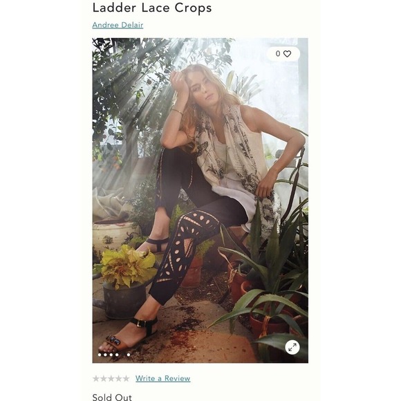 Lace embroidered Cut Out Pants boho Andree Delair Anthropologie fall casual - Picture 1 of 6